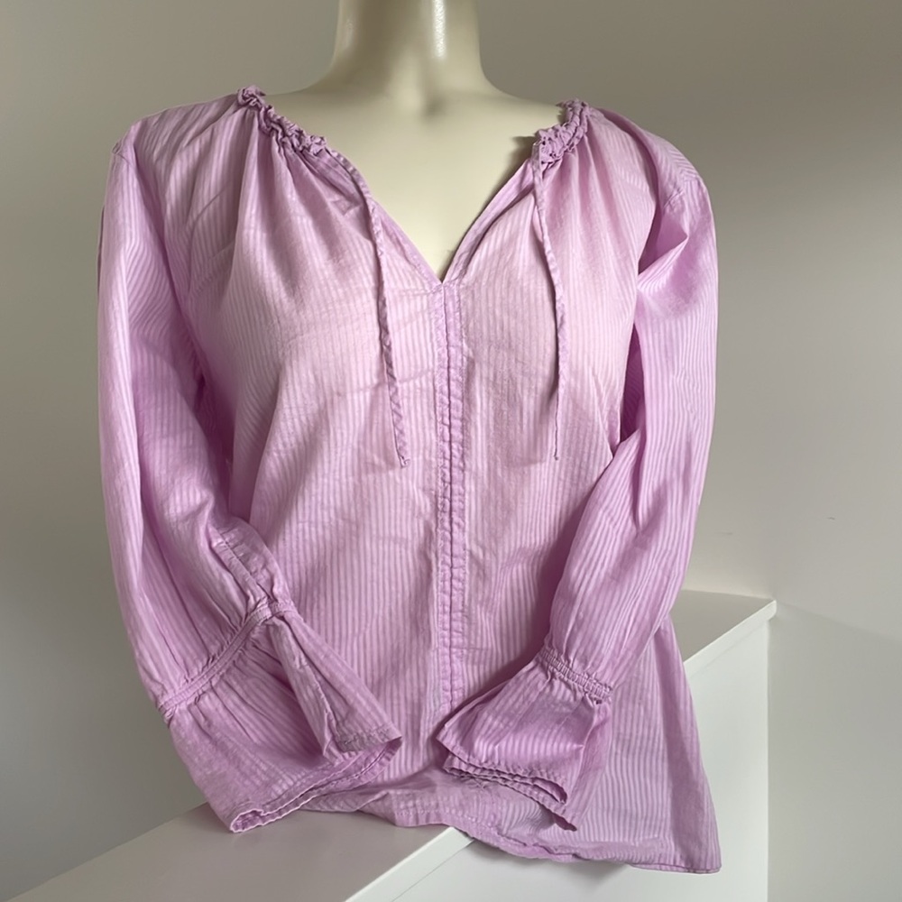 Gap Lilac Pinstriped Semi Sheer over the head top. .